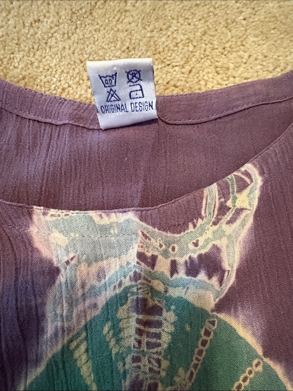 Ocean Collection Vintage 90s Women’s Purple Tie-Dye Spaghetti Strap Tank Top - Picture 3 of 4